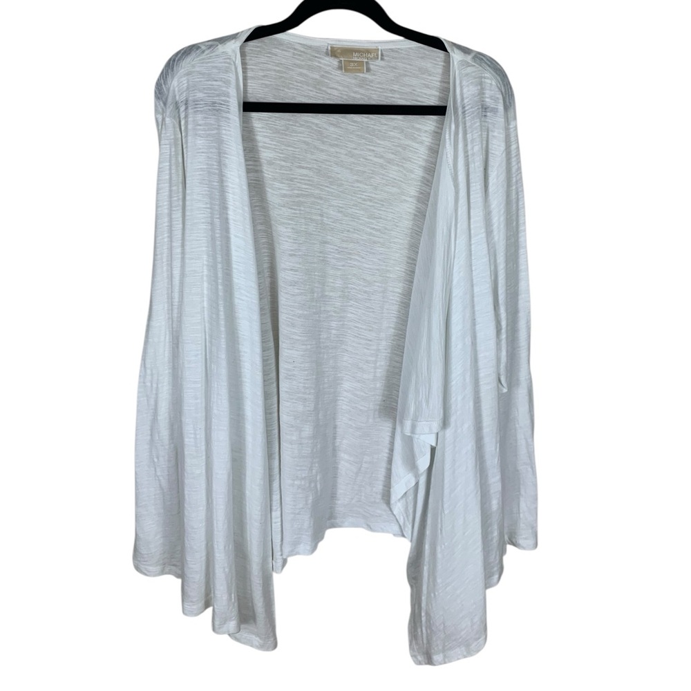 LAST CHANCE! Michael Michael Kors White Long Sleeve Open Waterfall Cardigan 3X